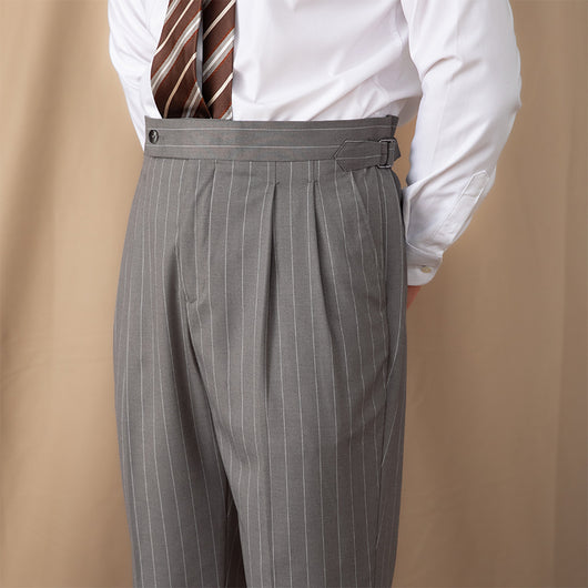 Pantalones de Vestir Ejecutivos a Rayas British con Cintura Alta y Corte Recto - Image 10
