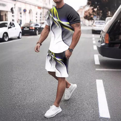 Conjunto de Pantalones Cortos y Camiseta Casual Estampada para Hombre - Image 4