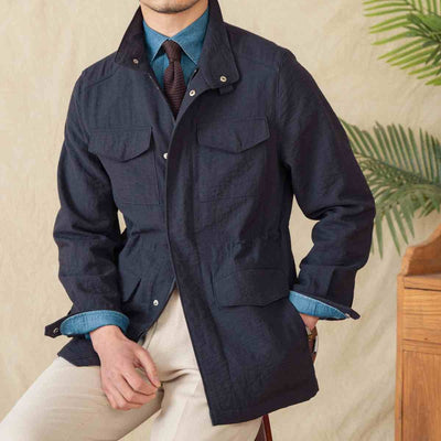 Chaqueta Safari de Lino Gentry con Cuello Tipo Mao - Image 9