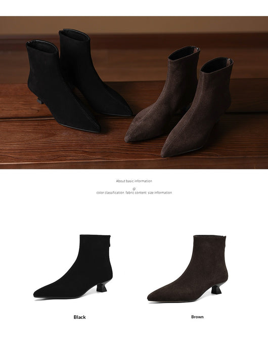 Botas Tobilleras de Gamuza Ante con Punta Fina para Mujer - Image 23