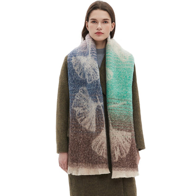 Bufanda Estilo Europeo Jacquard Hoja de Ginkgo - Image 5