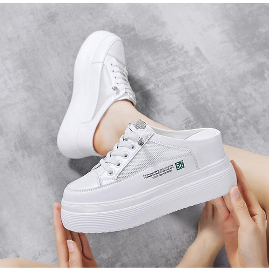 Zapatos Blancos Plataforma Mesh Ligeros y Cómodos sin Tacón - Image 17