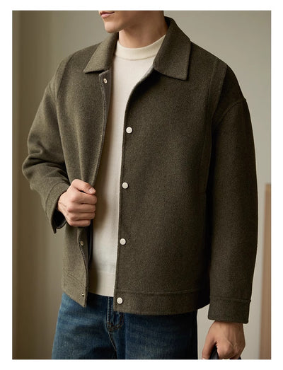 Abrigo de Lana Reversible Doble Cara Lapel High Sense - Image 11