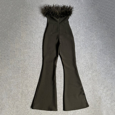 Jumpsuit Elegante con Tubo y Detalles de Plumas - Diseño Bandage Ajustado - Image 8
