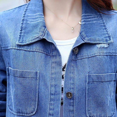 Chaqueta Denim Suelta con Roturas Estilo Mid-Length - Image 10