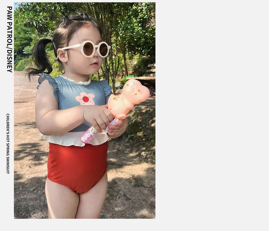 Traje de Baño Niña Estampado Encaje Secado Rápido Playa Verano - Image 9