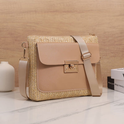 Bolsa de Hombro Tejida en Paja - Diseño Liso y Versátil - Image 24