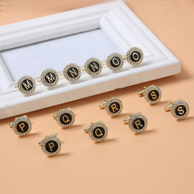 Gemelos Franceses de Diamante Redondo con 26 Letras para Hombre - Image 32