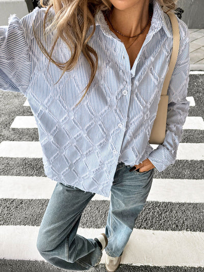 Cardigan a Rayas Azul y Blanco para Mujer - Image 9
