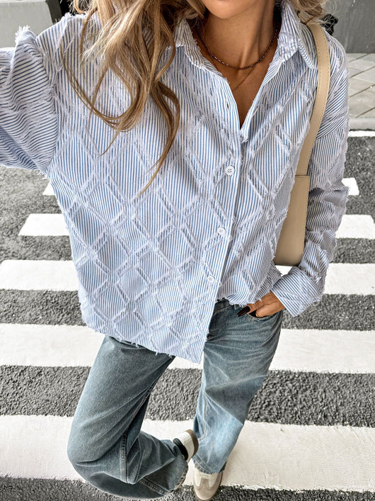 Cardigan a Rayas Azul y Blanco para Mujer - Image 9