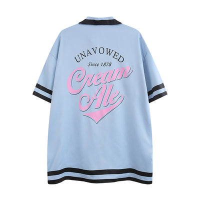 Playera de Manga Corta con Bloques de Color e Impresión de Letras - Image 3