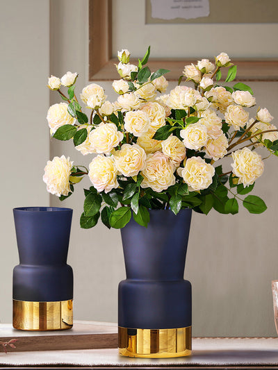 Jarrón Decorativo de Cristal Esmerilado con Borde Dorado Estilo Nórdico Lujo - Image 3