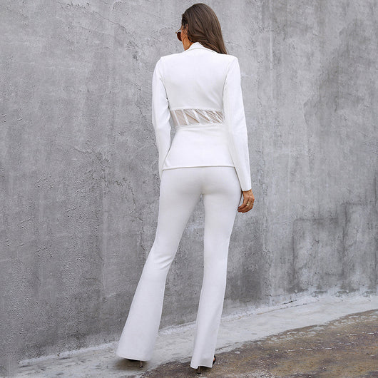 Traje Ejecutivo Mujer Escote en V Poliéster Color Sólido - Image 11