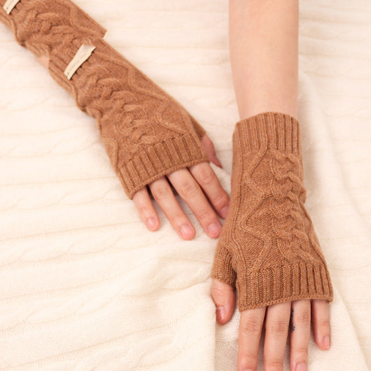 Guantes Mitones de Cachemira Pura Trenzados para Mujer - Image 18