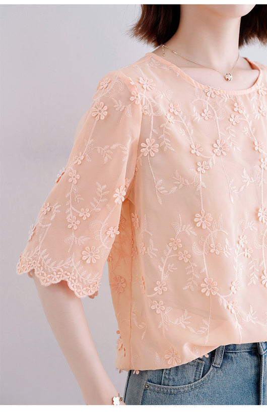 Blusa Chiffon Jacquard Elegante para Mujer - Image 13