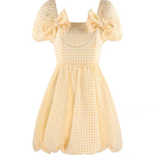 Vestido Cuadrille Amarillo con Mangas Ajustadas para Mujer - Image 7