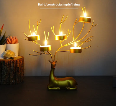 Candelabro Navideño de Hierro Forjado con Reno - Decoración Romántica - Image 12