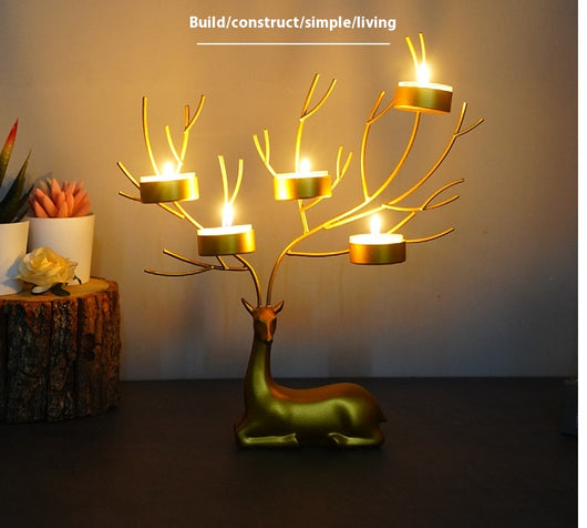Candelabro Navideño de Hierro Forjado con Reno - Decoración Romántica - Image 12