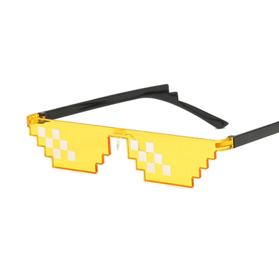 Red pixelated mosaic sunglasses with black arms and white pixel accents, ideal for anime cosplay or funny costumes. - Image 17