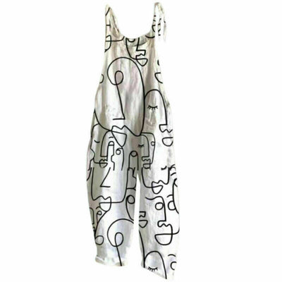 Pantalones de Lino y Algodón con Tirantes Estampados para Mujer - Image 14