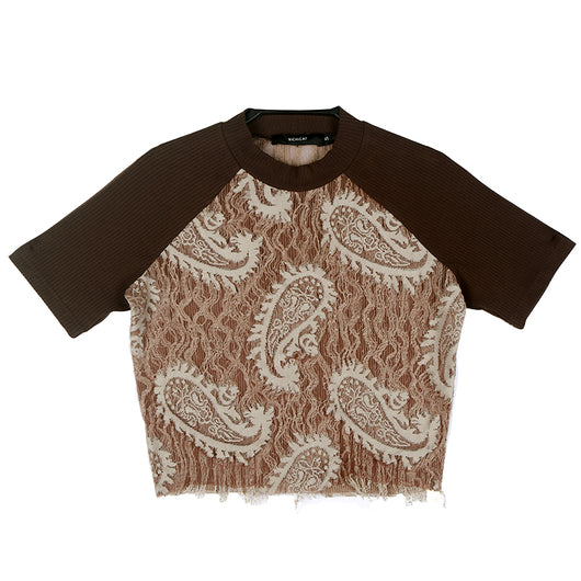 Camiseta Retro con Malla, Borlas y Detalle de Flor en Hombro - Image 11