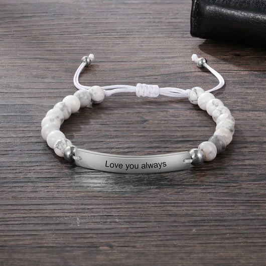 Pulsera Ajustable con Cuentas Personalizadas y Placa Grabada - Image 12