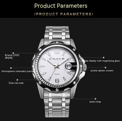 Reloj de Negocios Impermeable para Hombre con Calendario y Cuarzo - Image 8