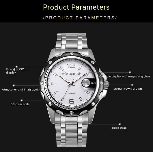 Reloj de Negocios Impermeable para Hombre con Calendario y Cuarzo - Image 8