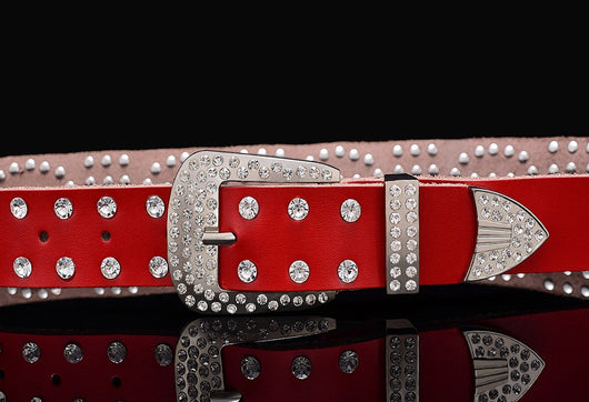 Cinturón de Cuero para Mujer con Hebilla de Diamantes y Pasador de Cuero Vacuno - Image 5