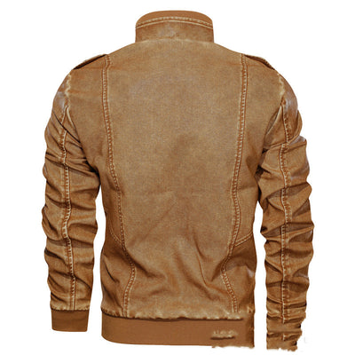Chaqueta de Cuero PU 3D con Solapa y Color Liso para Hombre - Image 6