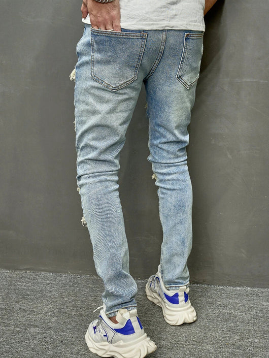 Pantalones Vaqueros Skinny Ajustados para Hombre con Efecto Desgastado - Image 10
