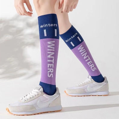 Medias de Compresión Deportiva Infantil con Diseño Patchwork de Contraste