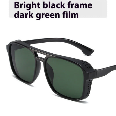 Men's double beam business sunglasses with powder pink frame and gradual tea-colored gradient lenses. - Image 14