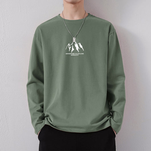 Camiseta de Algodón Manga Larga Suelta para Hombre - Image 29
