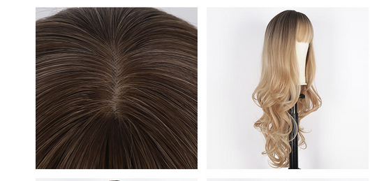 Peluca Larga Rizada con Malla Fina y Cabello Liso - Image 7