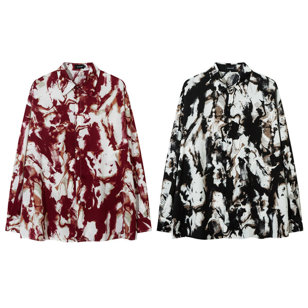 Camisa Suelta Tie-dye Personalizada con Tinta para Hombre