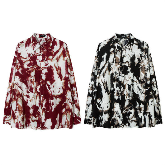 Camisa Suelta Tie-dye Personalizada con Tinta para Hombre - Image 2