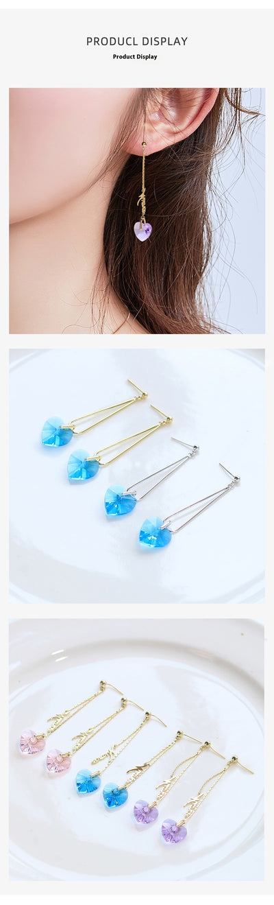 Aretes Largos de Cristal Transparente con Flecos Brillantes - Image 19