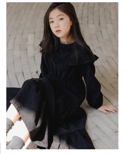 Vestido Infantil Estilo Occidental de Pana con Manga Larga - Image 19
