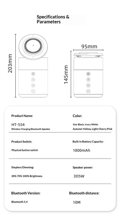 Cargador Inalámbrico con Parlante Bluetooth 2 en 1 - Regalo Perfecto - Image 27
