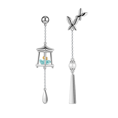 Aretes de Temperamento Verde Antiguo con Aguja de Plata - Diseño Delicado