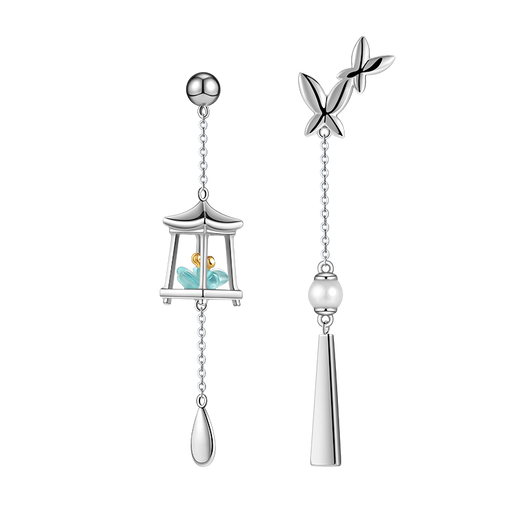 Aretes de Temperamento Verde Antiguo con Aguja de Plata - Diseño Delicado