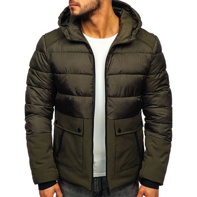 Abrigo Casual de Algodón con Capucha para Hombre - Diseño Minimalista Invierno - Image 8
