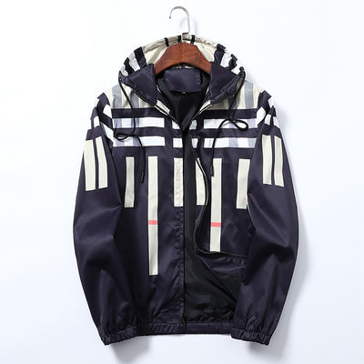 Chaqueta Trench Casual de Hombre con Estampado a Rayas - Image 2