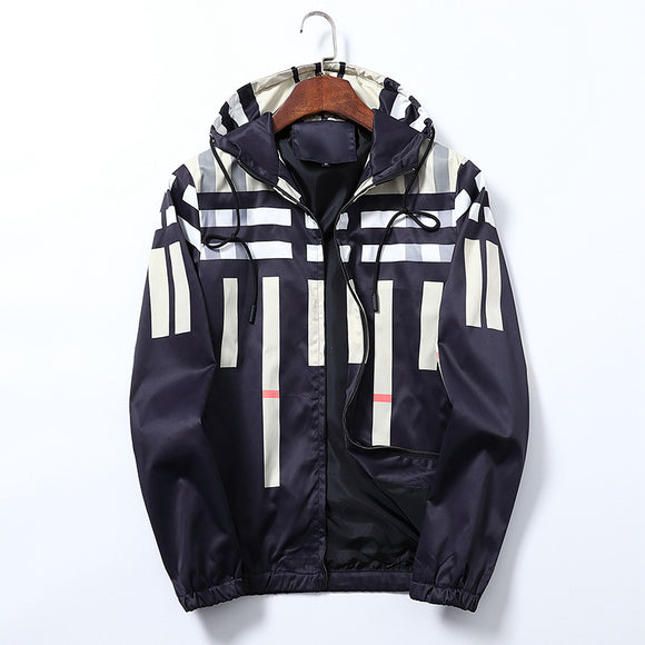 Chaqueta Trench Casual de Hombre con Estampado a Rayas