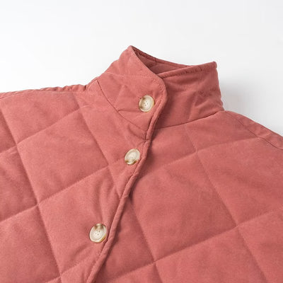 Abrigo Acolchado de Algodón con Cuello Alzado y Diseño Rombo Europeo - Image 14