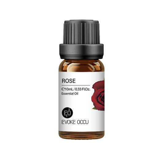Rose essential oil in a brown glass bottle with a black cap, labeled 'ROSE Essential Oil e30mL / 1.01Fl.Oz'. - Image 4