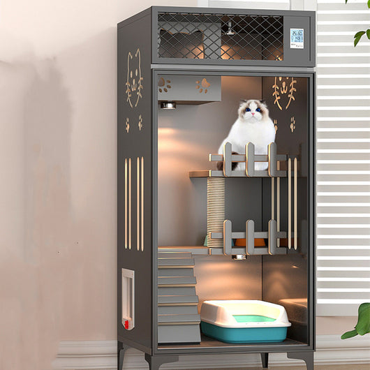 Casa Doble de Madera para Gatos con Diseño Moderno - Image 3