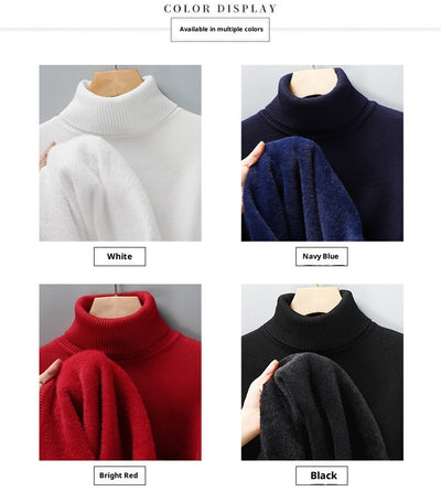 Suéter Cuello Alto Tejido Liso para Hombre con Detalles de Piel - Image 18
