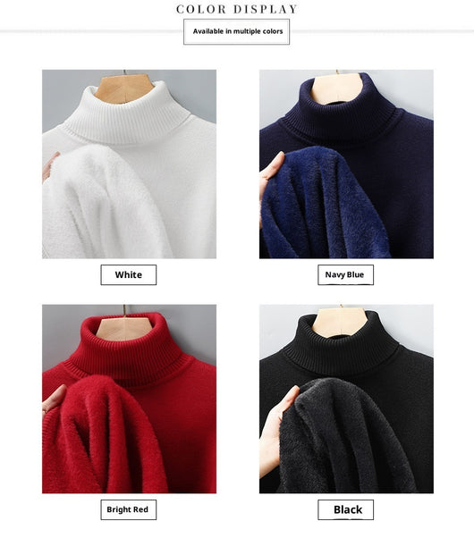 Suéter Cuello Alto Tejido Liso para Hombre con Detalles de Piel - Image 18